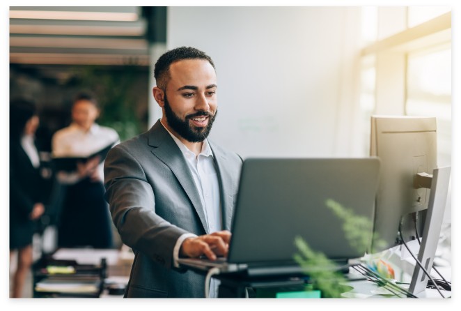 man working on laptop