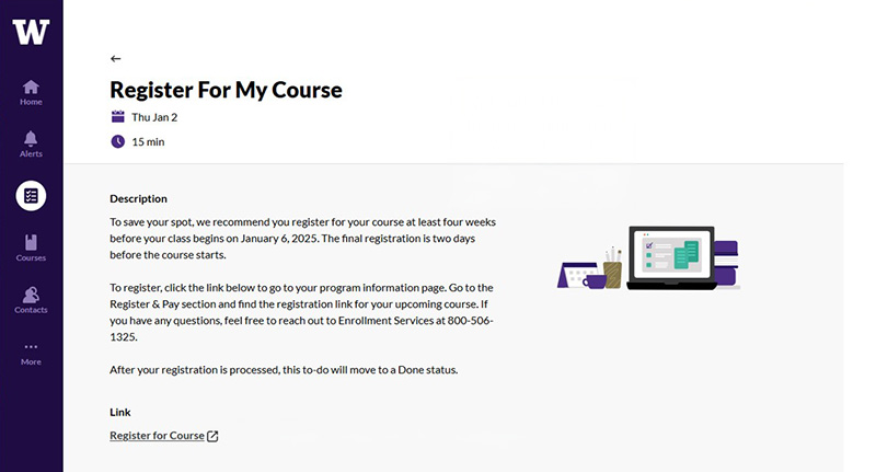 mycontinuum app course registration screen